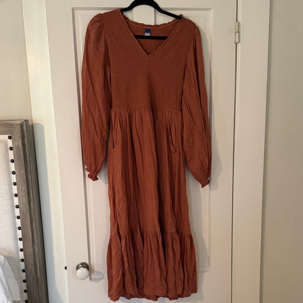 Old Navy Rust Orange Long Sleeve Dress size M